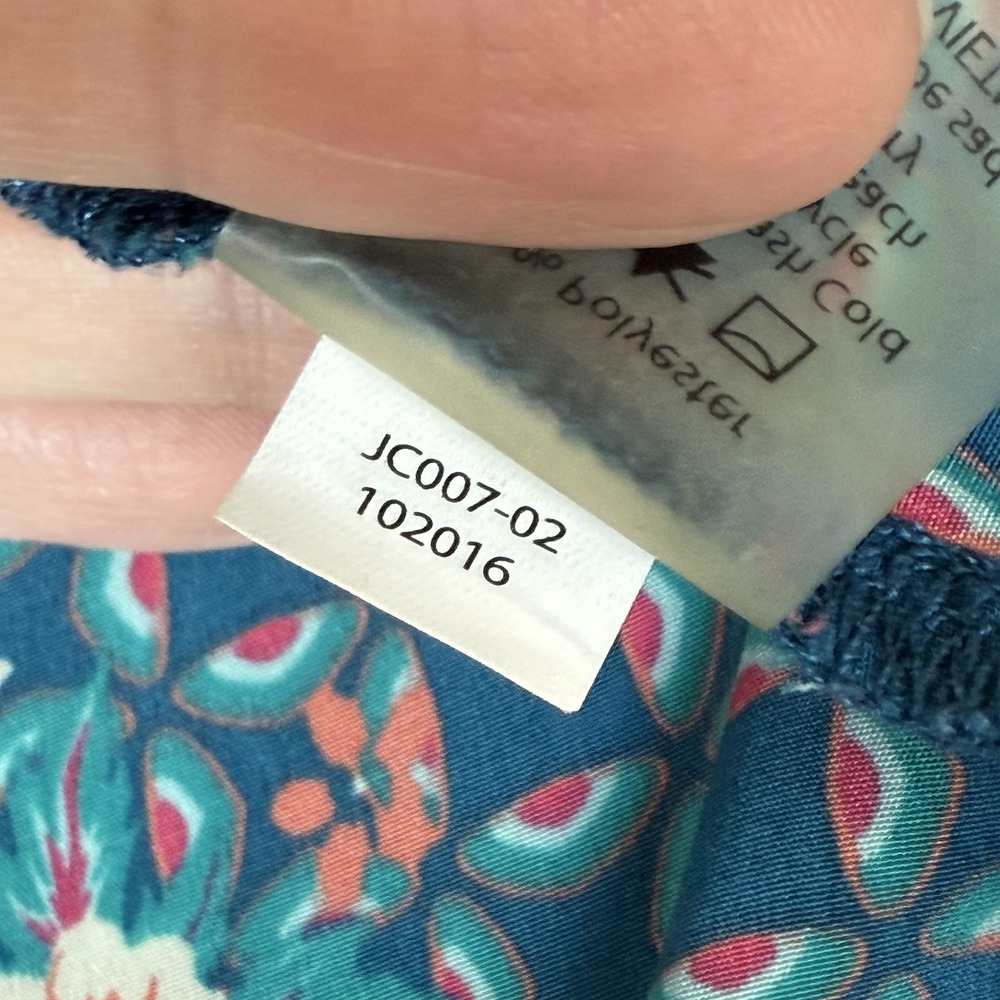 LuLaRoe Joy Cardigan Duster Womens XS Blue Floral Cottagecore‎ Artsy Geometric - Picture 6 of 7